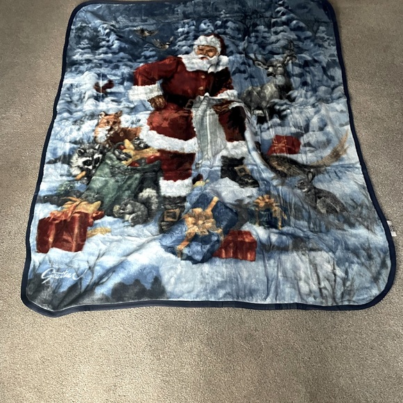 COPY - Warm Wishes Plush Throw Santa Deer 50x60 - Picture 1 of 8